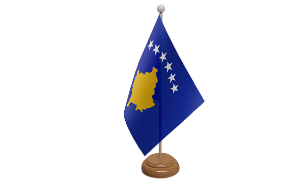 Kosovo Small Flag with Wooden Stand